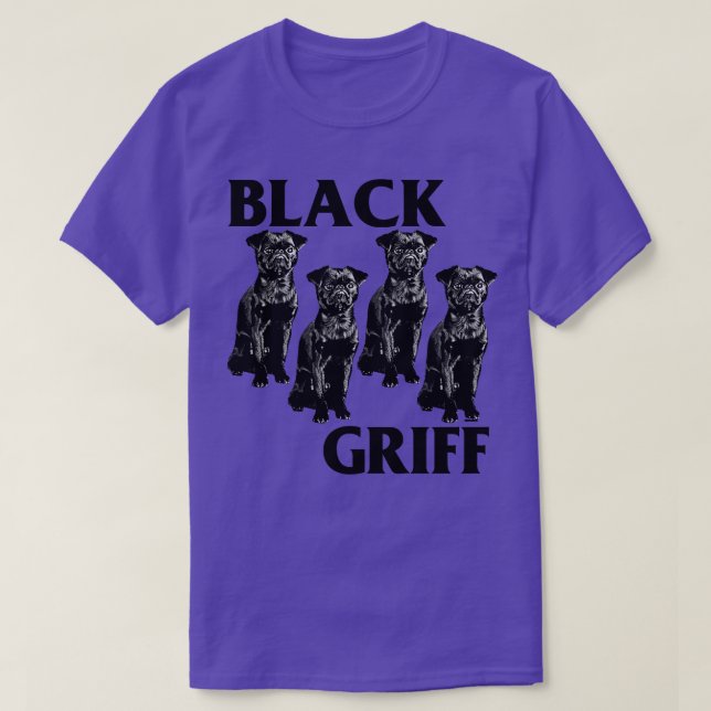 Black Griff Black Flag Brussels Griffon Design T-Shirt (Design Front)