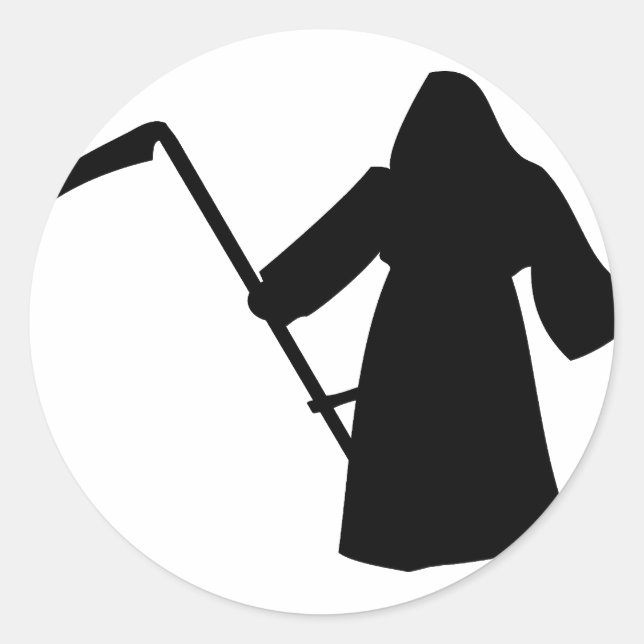 black grim reaper death icon classic round sticker (Front)