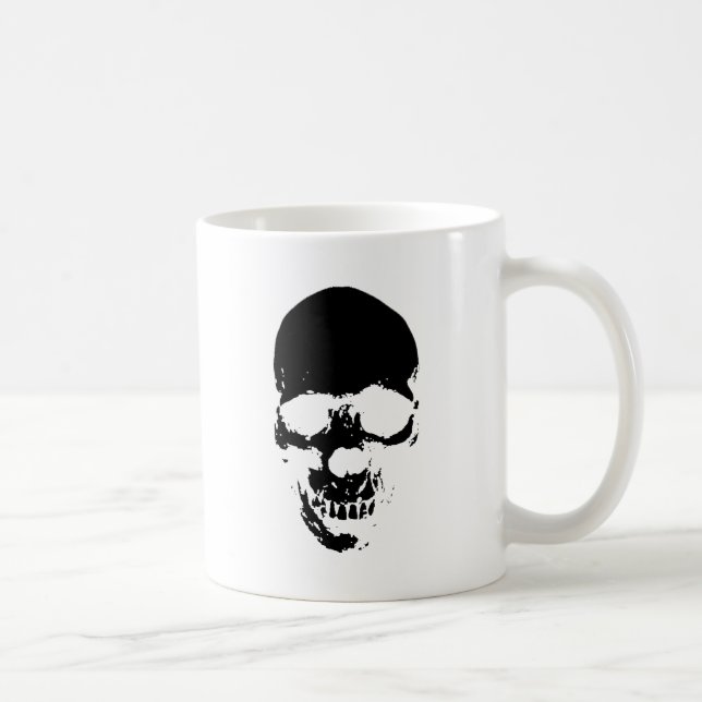 Black Grim Reaper Skull Coffee Mug (Right)