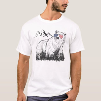 Black Grizzly Bear American Sunglasses T-Shirt