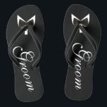 Black Grooms Bow-Tie Thongs<br><div class="desc">These beautiful black Grooms Bow-Tie Flip Flops will make a fun gift for any groom.</div>