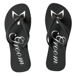 Black Grooms Bow-Tie Thongs