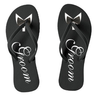 Black Grooms Bow-Tie Thongs