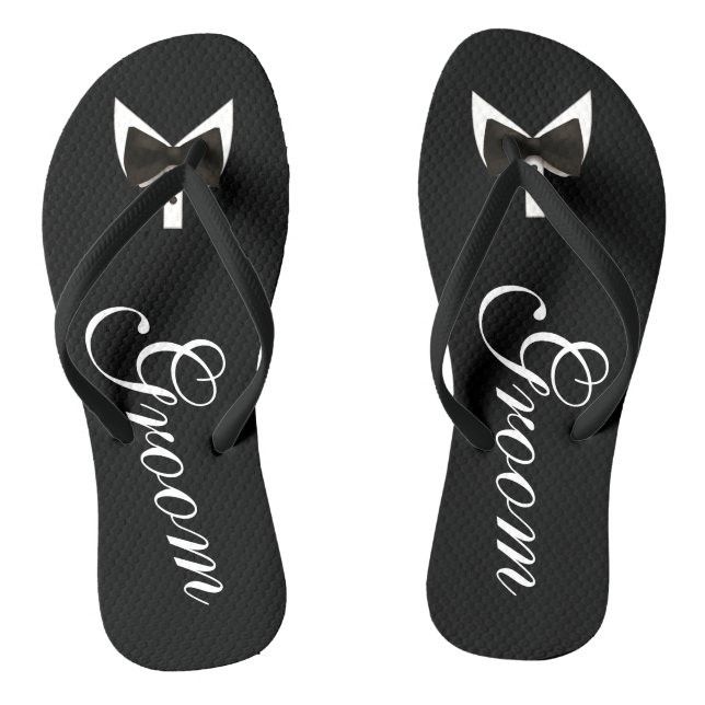 Black Grooms Bow-Tie Thongs (Footbed)