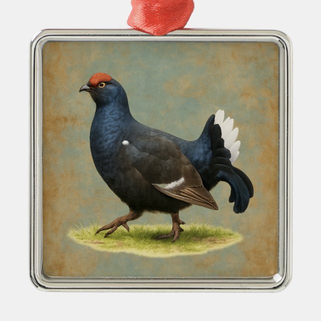 Black Grouse design Christmas tree decoration (Front)