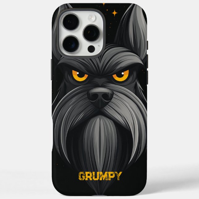 Black Grumpy Schnauzer Portrait Case-Mate iPhone Case (Back)
