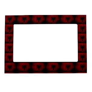 Black Grunge Albania Flag Magnetic Frame