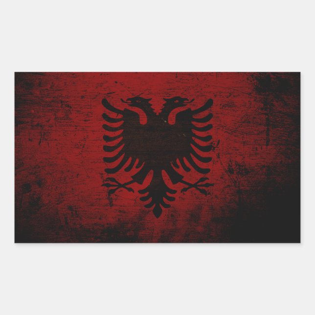 Black Grunge Albania Flag Rectangular Sticker (Front)