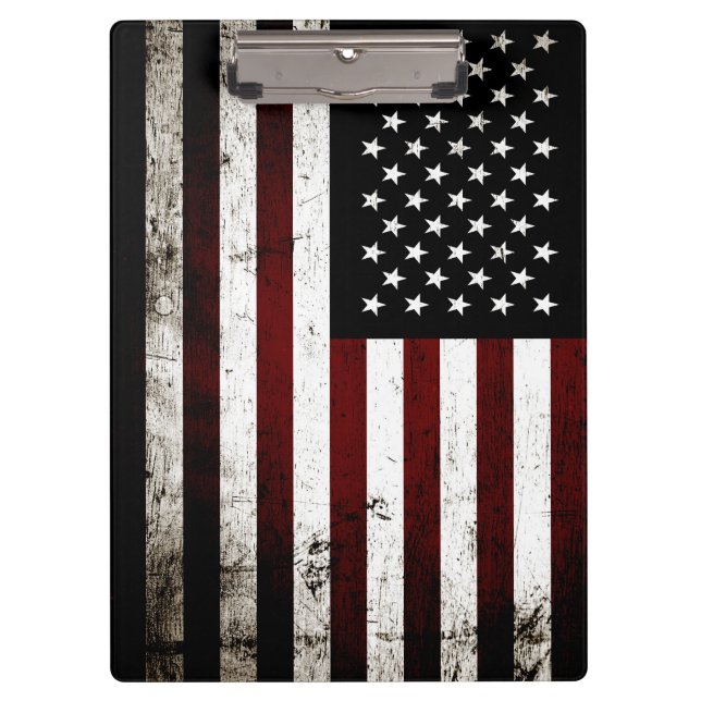Black Grunge American Flag Clipboard (Front)