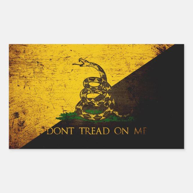 Black Grunge Anarcho Gadsden Flag Rectangular Sticker (Front)