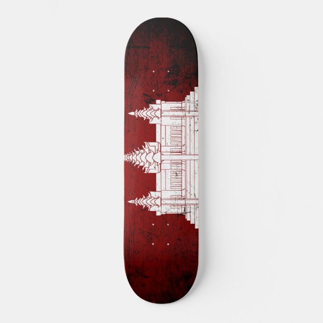 Black Grunge Cambodia Flag Skateboard (Front)