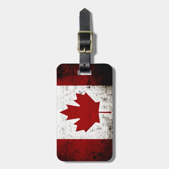 Black Grunge Canada Flag Luggage Tag (Front Vertical)