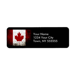 Black Grunge Canada Flag Return Address Label