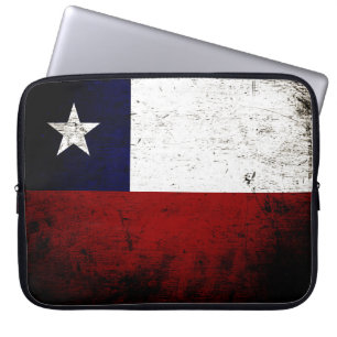 Black Grunge Chile Flag Laptop Sleeve