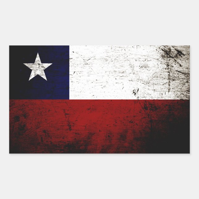 Black Grunge Chile Flag Rectangular Sticker (Front)