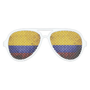 Black Grunge Colombia Flag Aviator Sunglasses