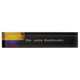 Black Grunge Colombia Flag Nameplate