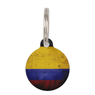 Black Grunge Colombia Flag Pet Tag