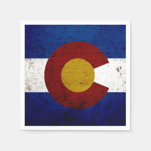 Black Grunge Colorado State Flag Napkin