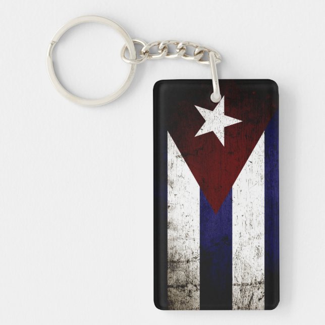 Black Grunge Cuba Flag Key Ring (Front)