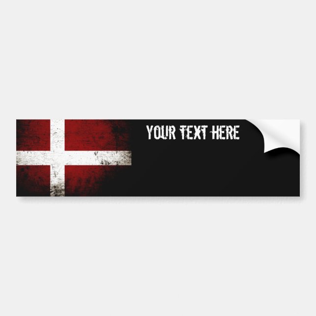 Black Grunge Denmark Flag Bumper Sticker (Front)