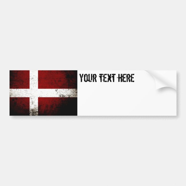 Black Grunge Denmark Flag Bumper Sticker (Front)