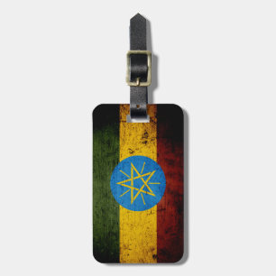 Black Grunge Ethiopia Flag Luggage Tag