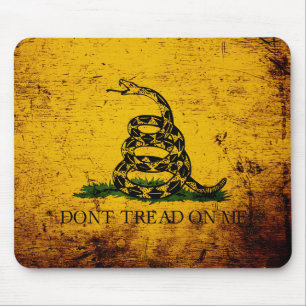 Black Grunge Gadsden Flag Mouse Pad