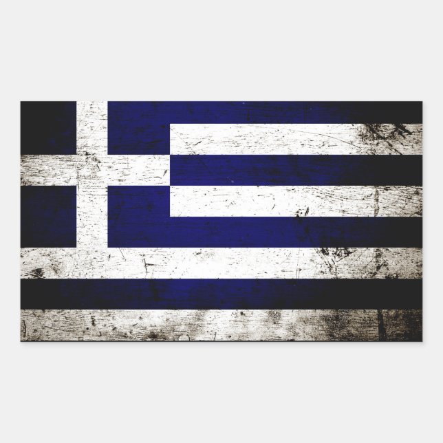 Black Grunge Greece Flag Rectangular Sticker (Front)