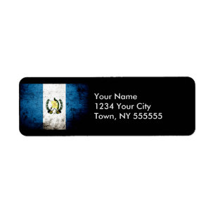 Black Grunge Guatemala Flag Return Address Label