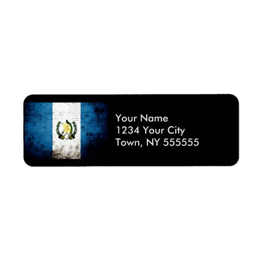 Black Grunge Guatemala Flag Return Address Label