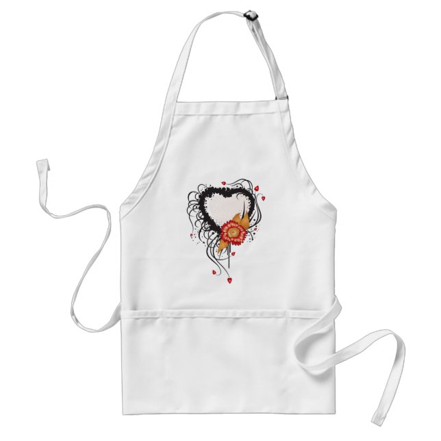 Black Grunge Heart Sunflower Standard Apron (Front)