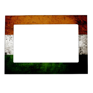 Black Grunge India Flag Magnetic Frame