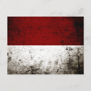 Black Grunge Indonesia Flag Postcard