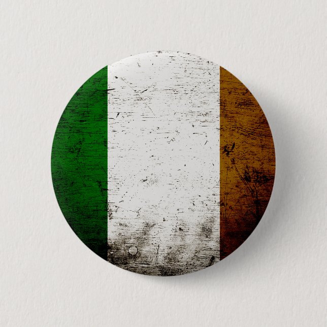 Black Grunge Ireland Flag 6 Cm Round Badge (Front)