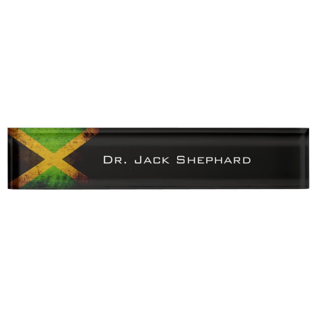 Black Grunge Jamaica Flag Nameplate (Front)
