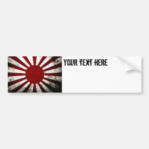Black Grunge Japan Rising Sun Flag Bumper Sticker