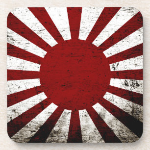 Black Grunge Japan Rising Sun Flag Coaster