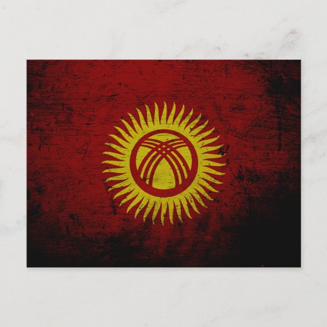 Black Grunge Kyrgyzstan Flag Postcard (Front)