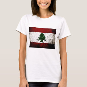 Black Grunge Lebanon Flag T-Shirt