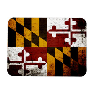Black Grunge Maryland State Flag Magnet