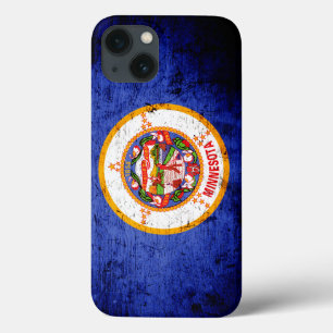 Black Grunge Minnesota State Flag iPhone 13 Case