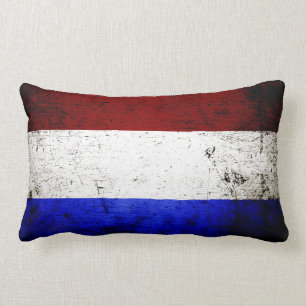 Black Grunge Netherlands Flag Lumbar Cushion