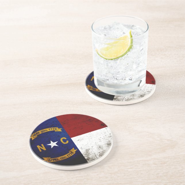Black Grunge North Carolina  State Flag Coaster (Side)