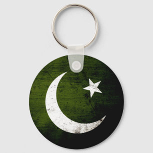 Black Grunge Pakistan Flag Key Ring