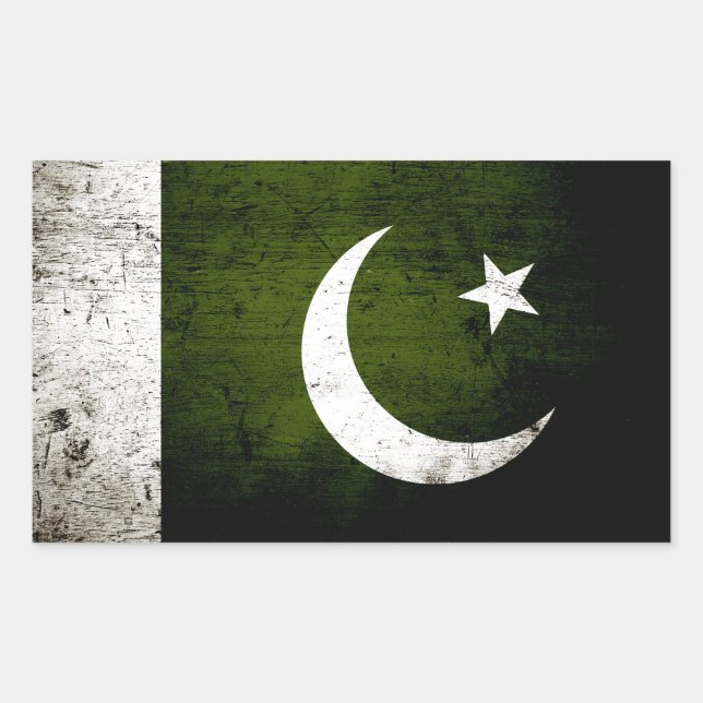 Black Grunge Pakistan Flag Rectangular Sticker (Front)