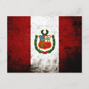 Black Grunge Peru Flag Postcard