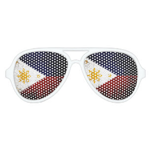 Black Grunge Philippines Flag Aviator Sunglasses
