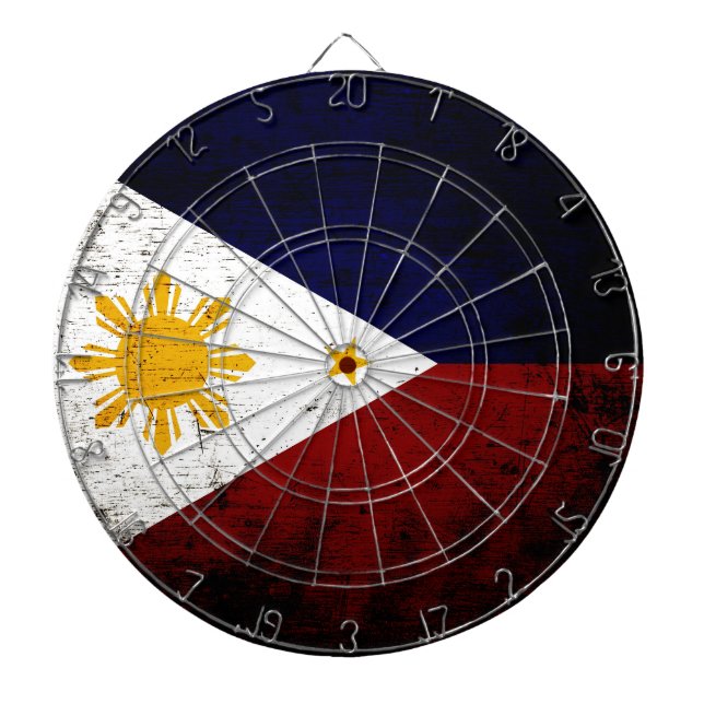 Black Grunge Philippines Flag Dartboard (Front)