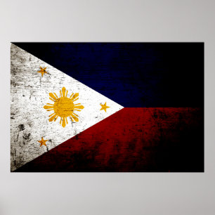 Black Grunge Philippines Flag Poster